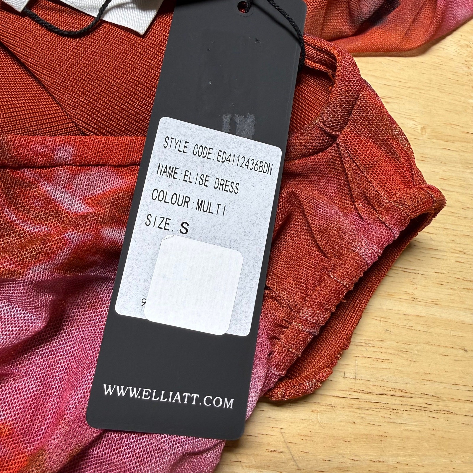Elliatt NWT Elise Mesh Ruched Maxi Dress Red Motif Size S Sleeveless Bodycon