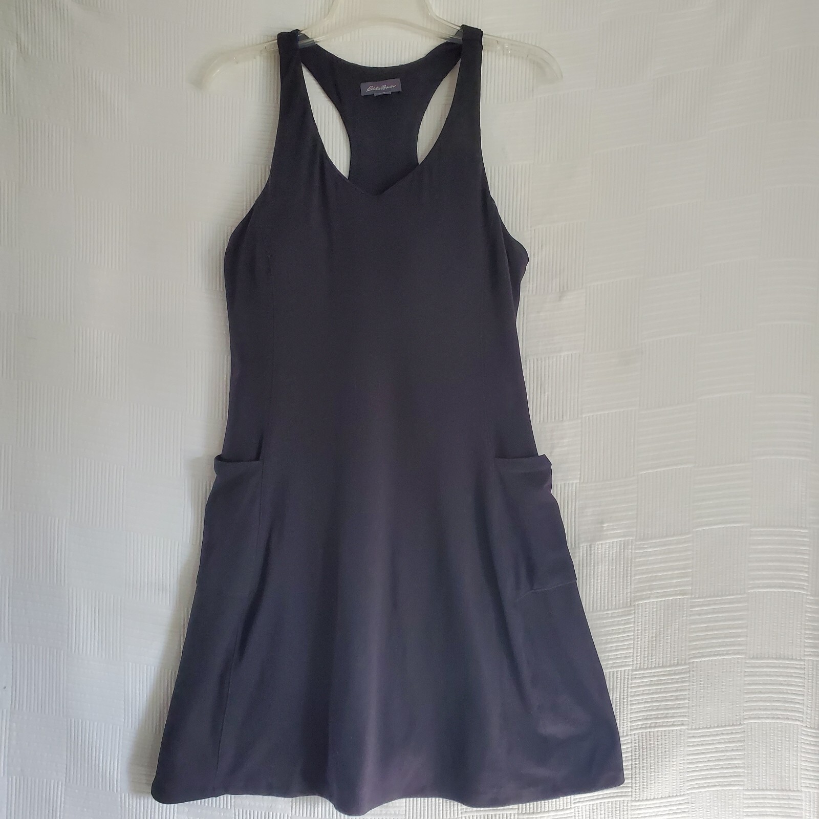 EDDIE BAUER Dress Medium Black Racerback Bra Pockets Activewear Stretch Gorpcore
