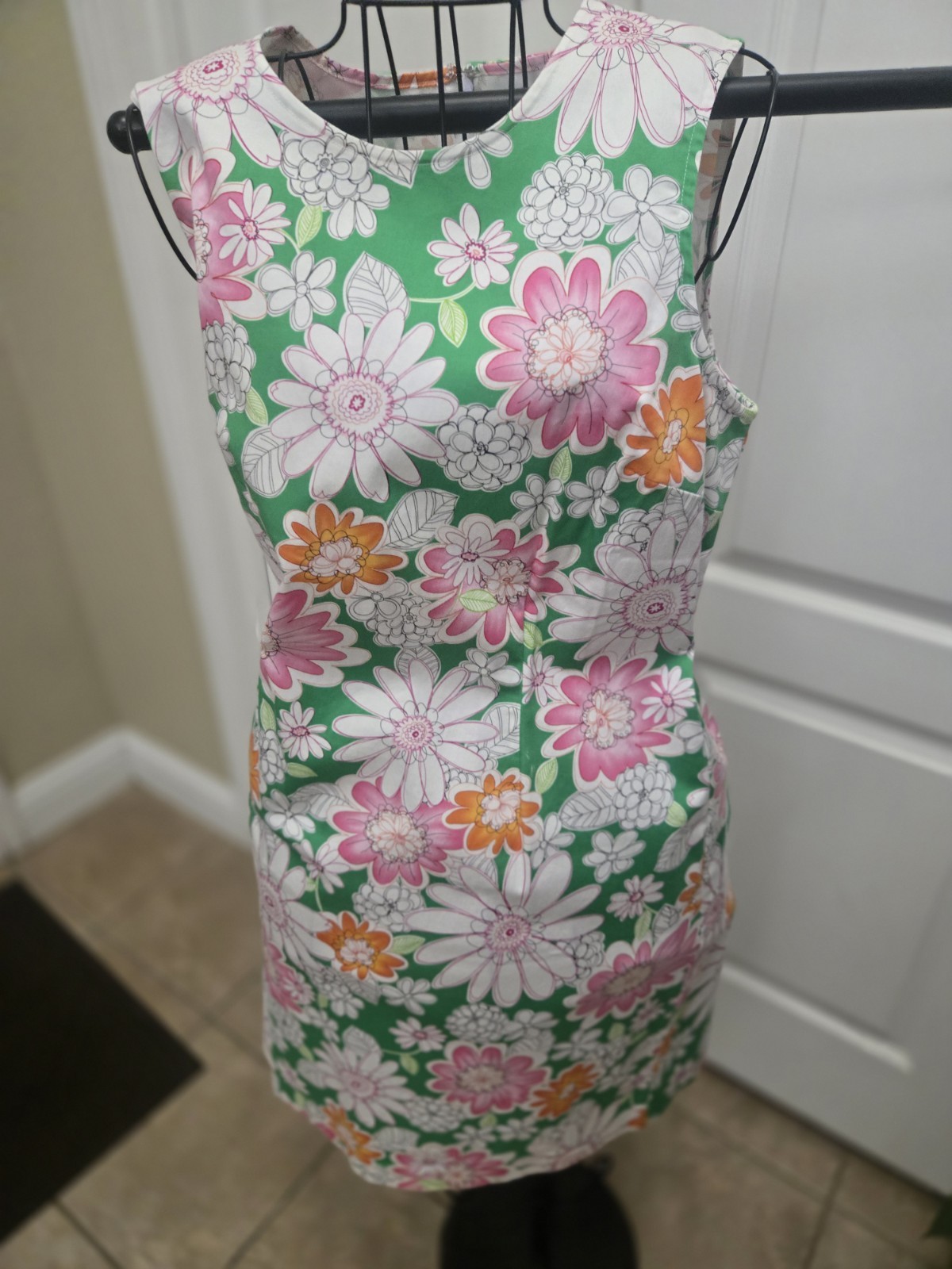 Vintage Chadwicks Sz 10 Floral Cotton 60s Mod Shift Dress Flower Power 052161-7