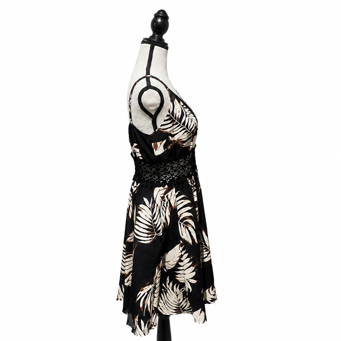 SHEIN Curve 0XL Tropical Palm Leaf Print Mini Dress Style Boho Summer
