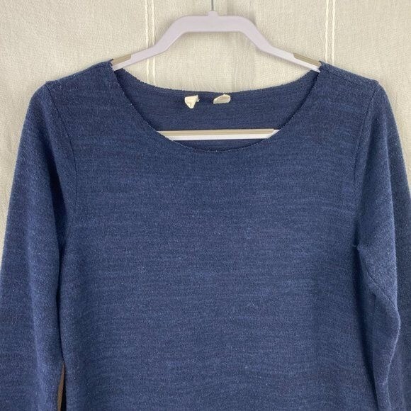 Moth Anthropologie Soft Knit Navy Blue Long Sleeve Midi Wrap Sweater Dress Sz S