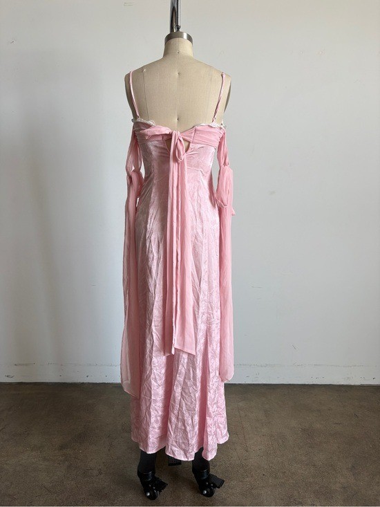 $489 NWT For Love And Lemons “Sheila” Chiffon Maxi Gown in Pink #2 Sz X-Small