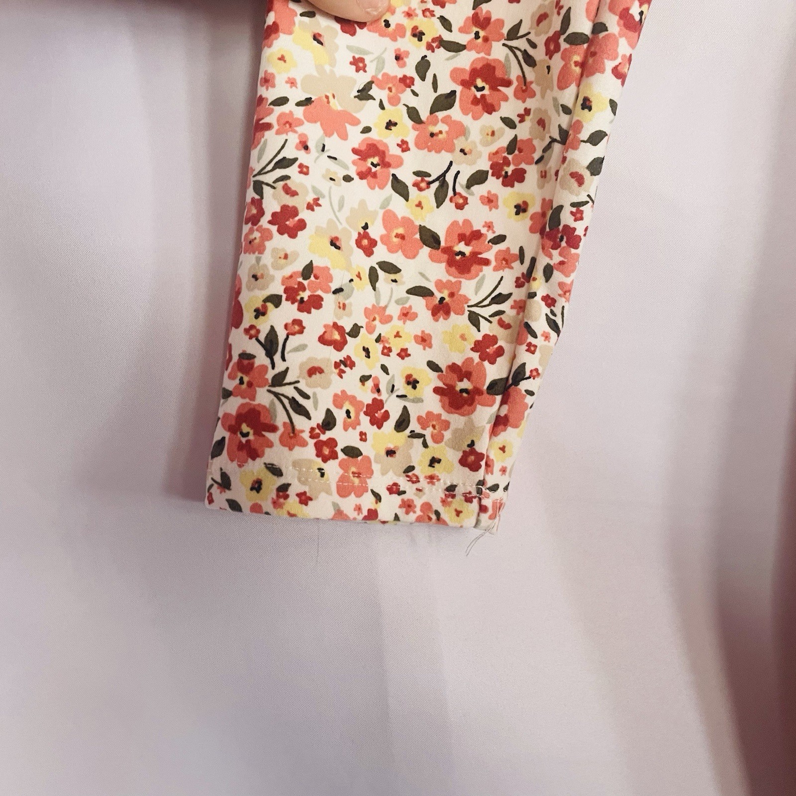 Spring Floral Button Front Dress Womens Long Sleeve Cottage Core Boho Prairie L