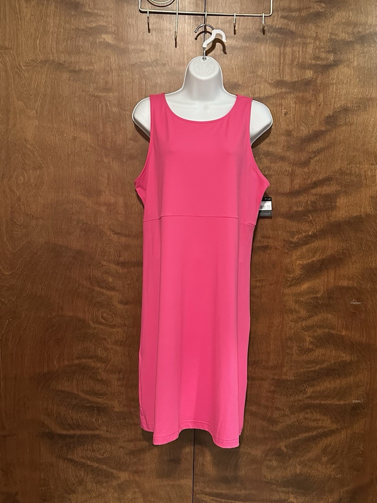 Eddie Bauer “Aster” Sleeveless Empire Waist Active Dress Womens L Lava Pink Knit
