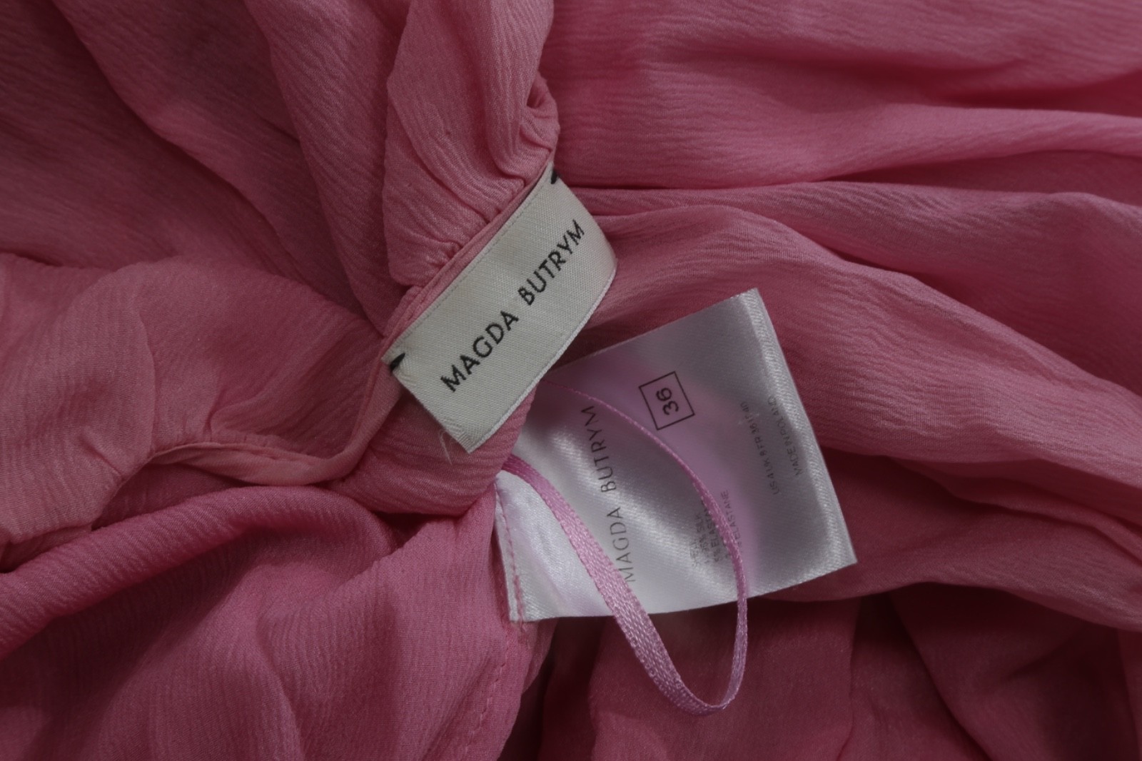 Magda Butrym Pink Ruched Long Sleeve Mini Dress Cocktail Party Going Out 36