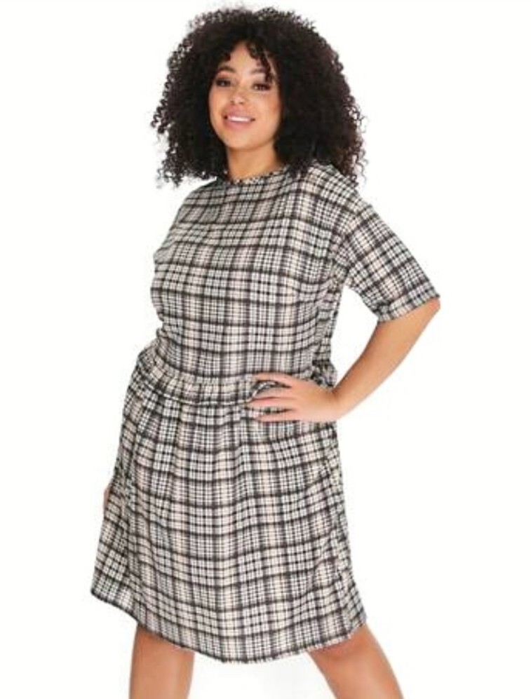 Pink clove plus shift dress UK 18-20 womens check print party