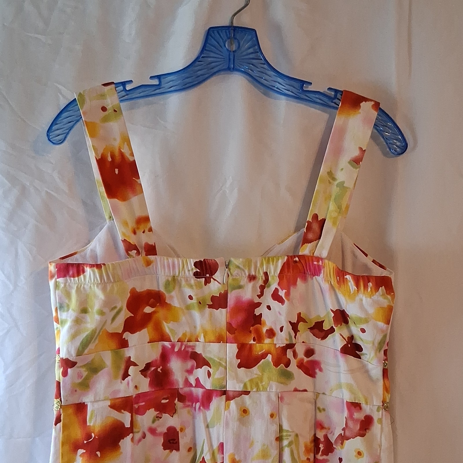 Roulette Floral Sweetheart Sleeveless Knee Sundress White/Pink 12 Lined Zip