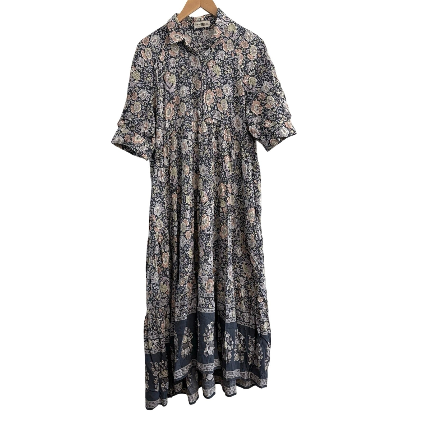 Natural Life Floral Midi Dress Women’s Size XL Cottagecore Granny Coastal Resort