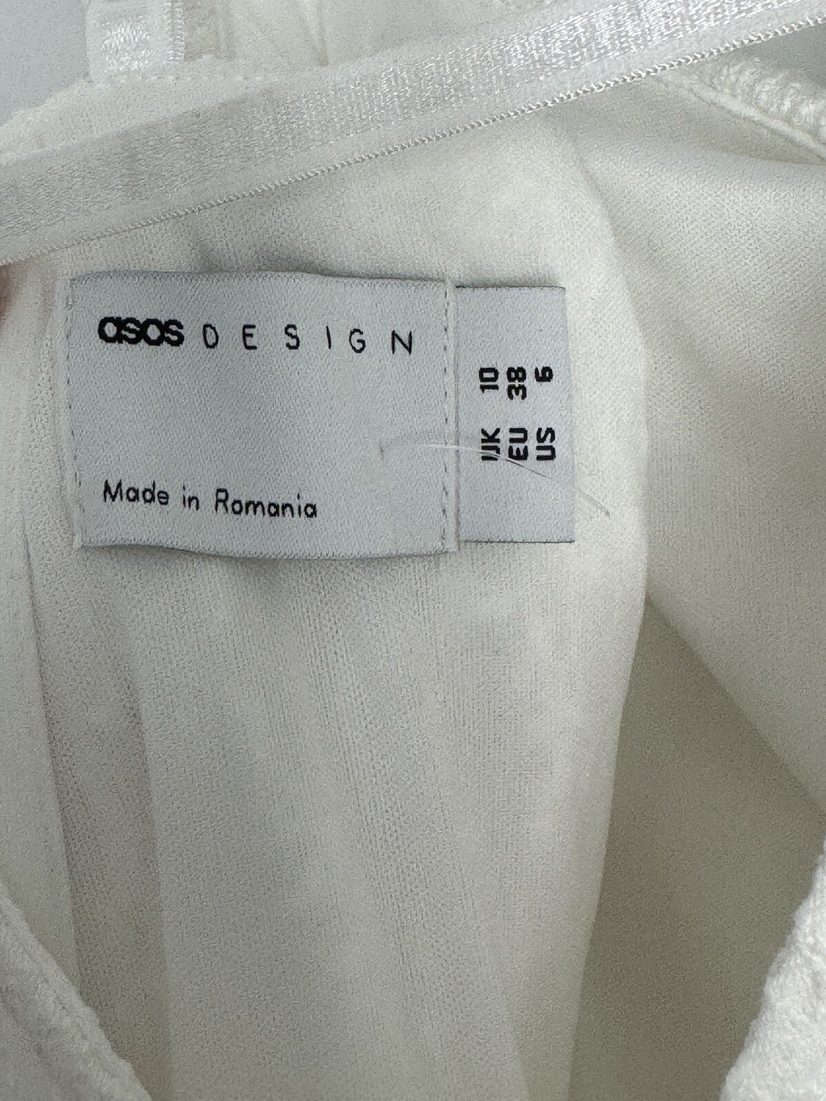 ASOS DESIGN strappy textured mini dress with ruched toggle detail in white NEW