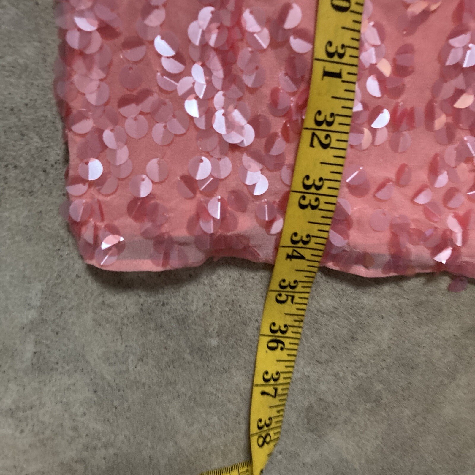 Halston Heritage Dress Womens 8 Parfait Pink Sequin T Back Shimmy Halter Party