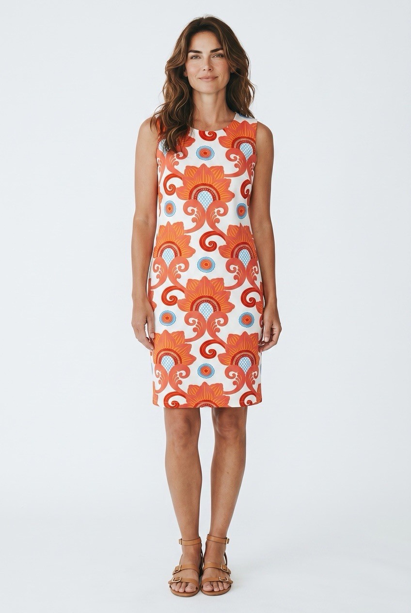 J. McLaughlin Dress Shift Sheath Catalina Cloth Sleeveless Sz Small
