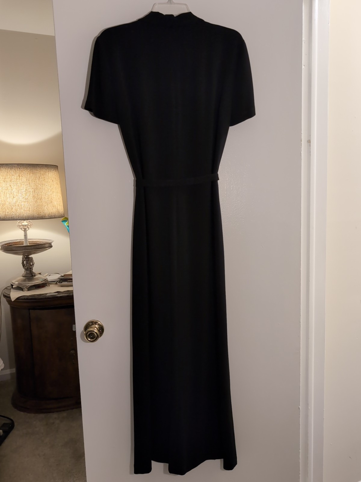Ellen Tracy Black Size 12 Button Down Maxi Dress Crepe Korea VTG Linda Allard