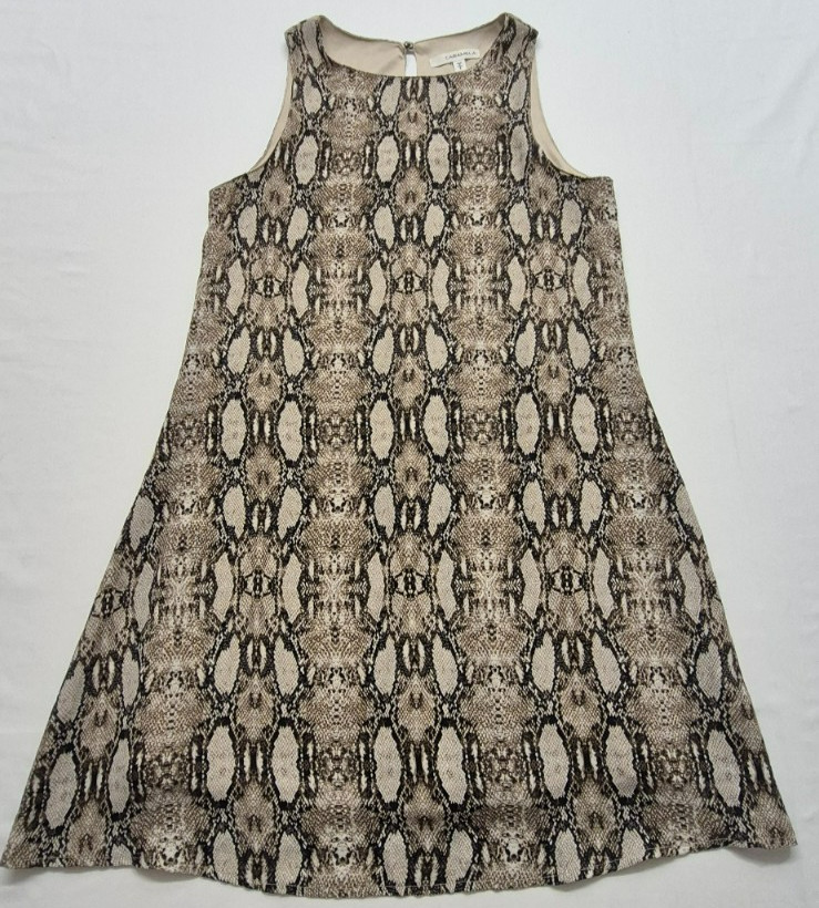 Caramela women’s python snake print A-line fully lined sleeveless dress sz. S