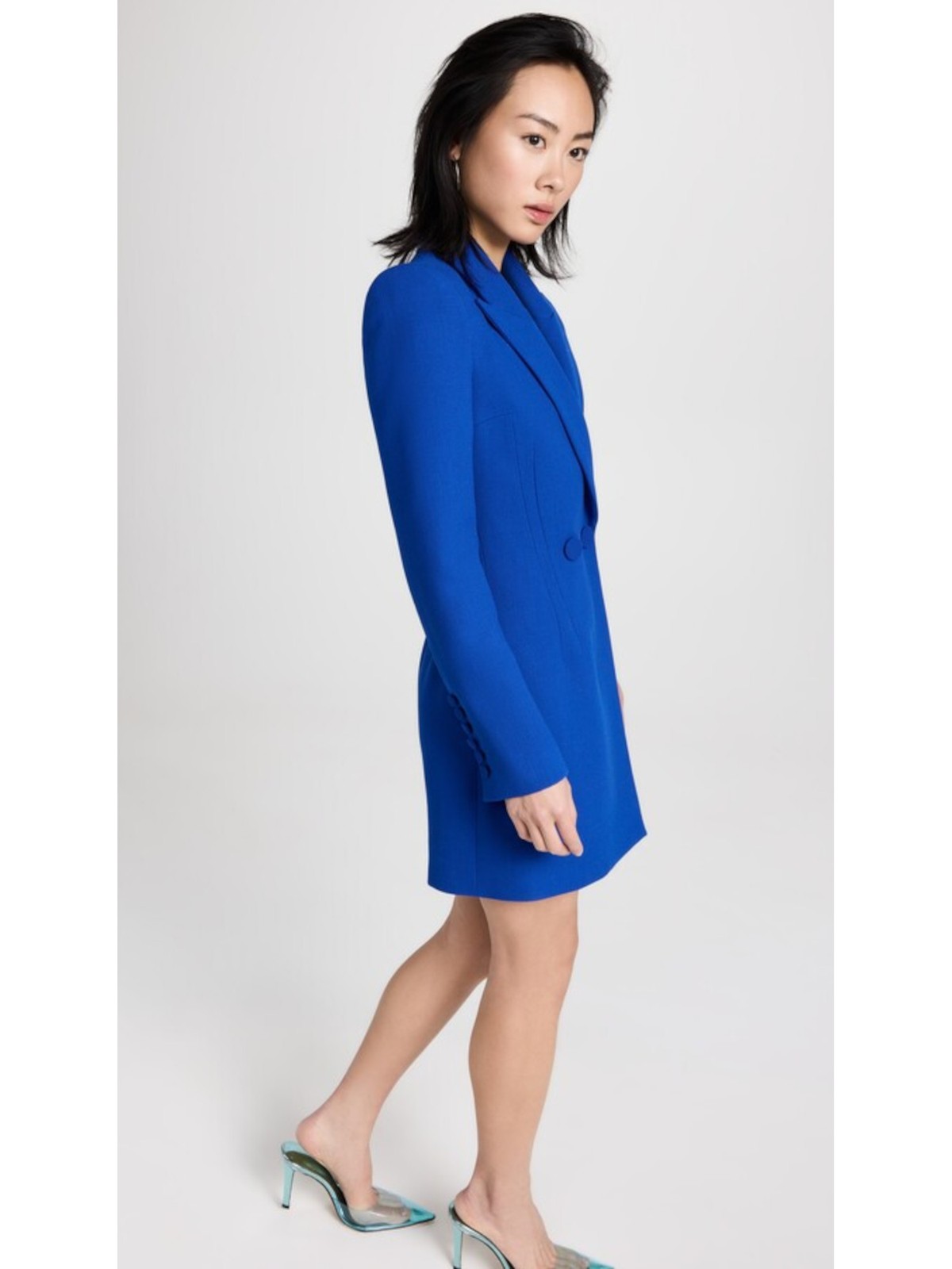 SERGIO HUDSON Womens Blue Lined Double Button Blazer Style Short Dress 2
