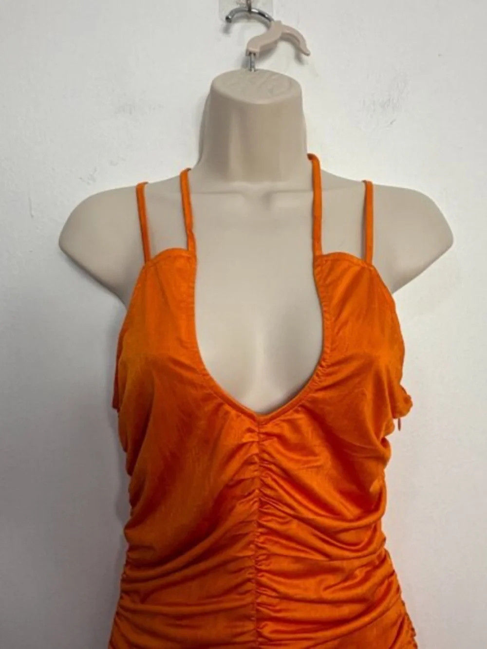 Superdown Ruched Mini Dress Orange Small Party Cocktail