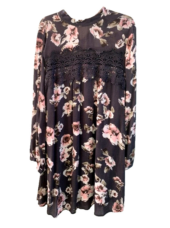 Perch By Blue Pepper High Neck Floral Tunic Mini Women’s Dress Size 1x