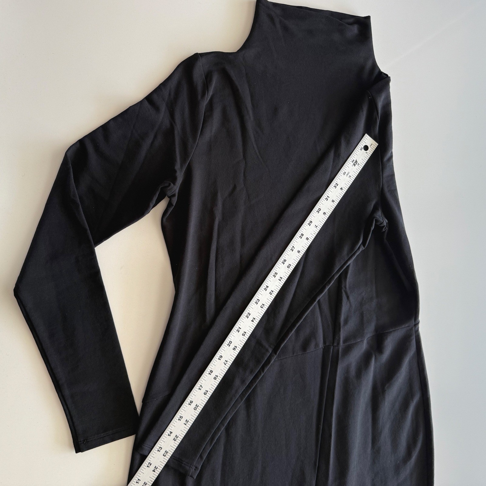 Marcella Lorimer Light French Terry Black Mockneck Cutout Maxi Dress XL