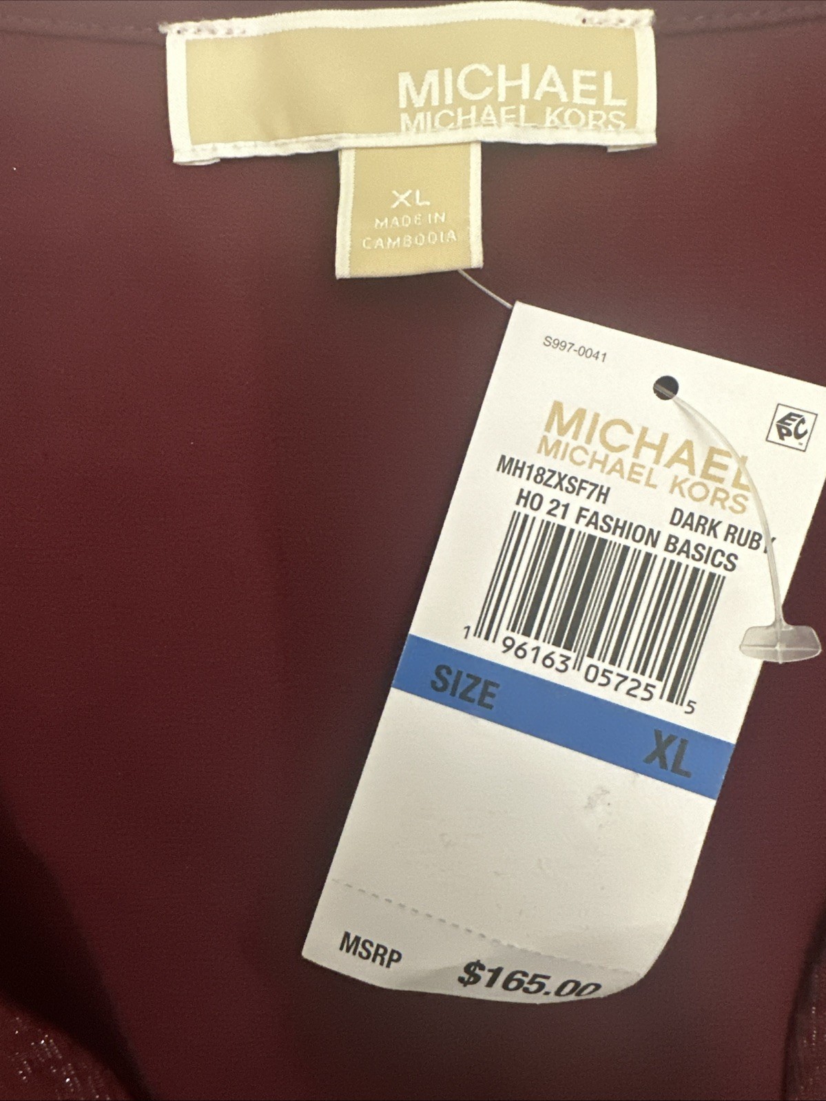 NWT MICHAEL Michael Kors Women’s Shiny Formal Wrap Dress (XL, Dark Ruby) Prom