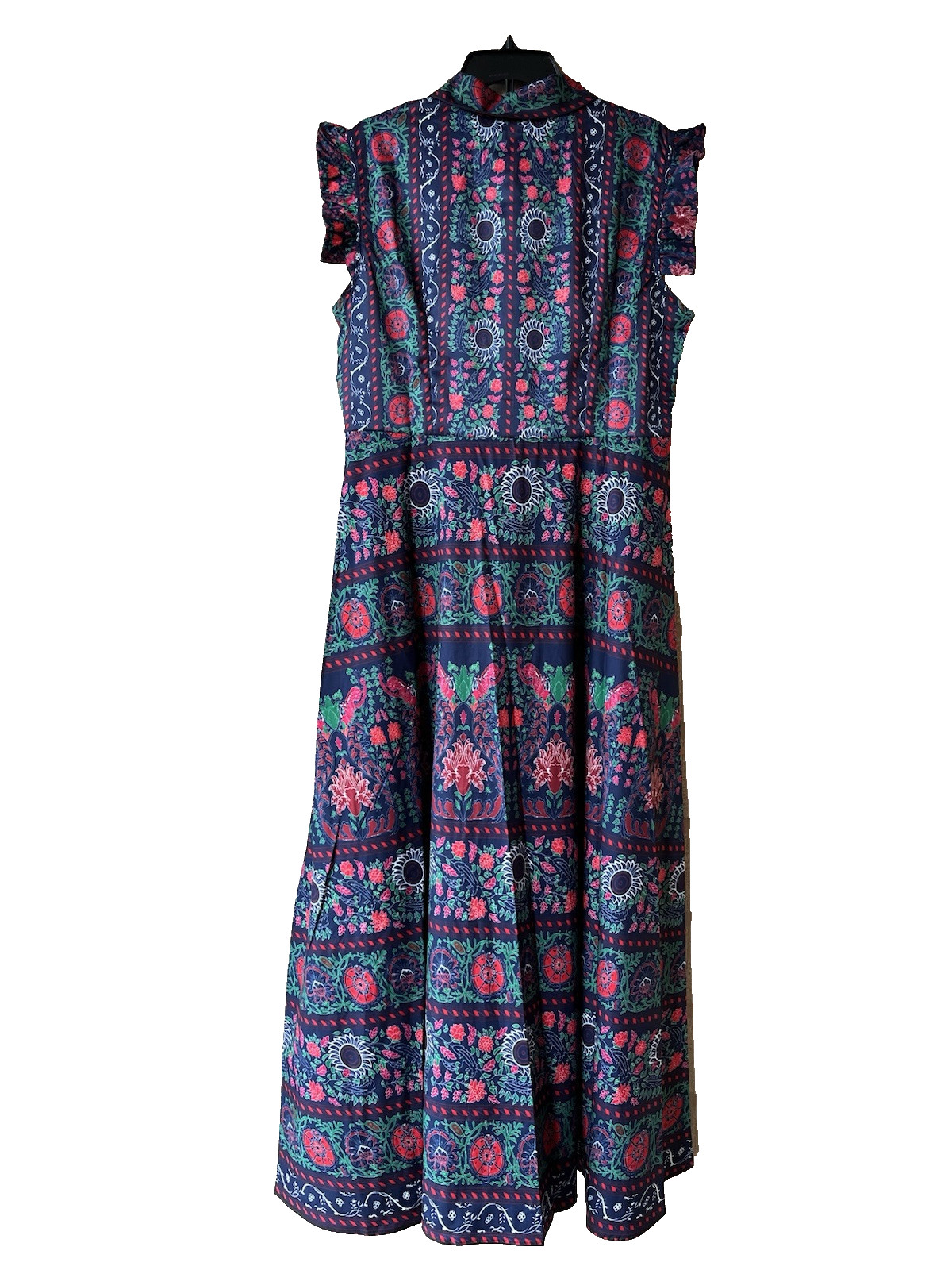 Dalia MacPhee womens Belted Long Maxi Dress size Large (8-10) Navy & Red Floral