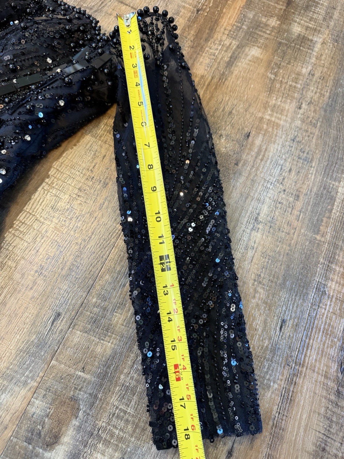 Black Beaded Sequin Sheer Midi Dress Lace Back Formal Party S Small