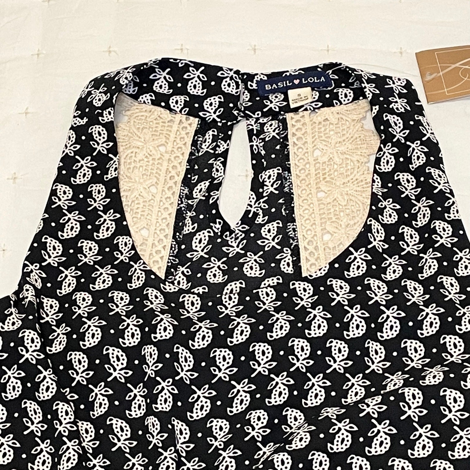 Francescas’s Basil & Lola Floral Sleeveless Mini Dress Women’s S Black Cream NWT