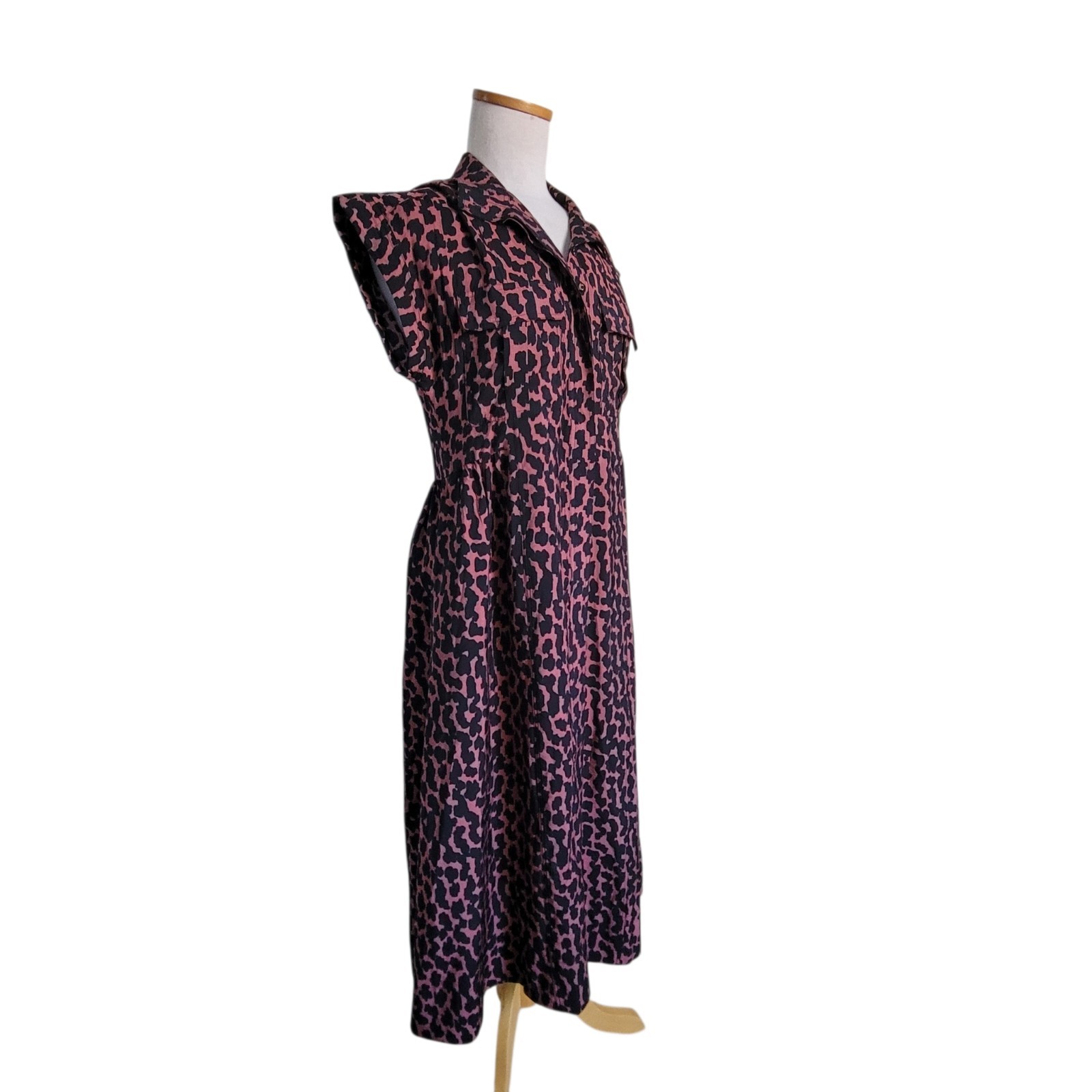 Maye Amelie Leopard Print Midi Shirt Dress XS Effortless Chic Streetwear Casual