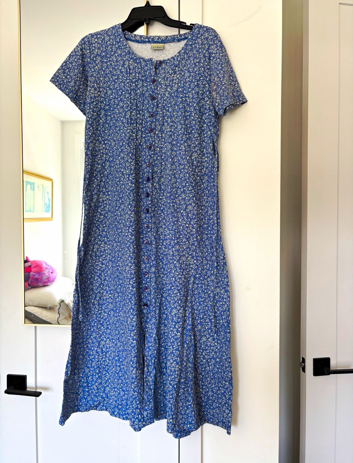 ‘90s Vintage L.L.Bean Cottagecore Blue/White Floral Soft Dress Medium