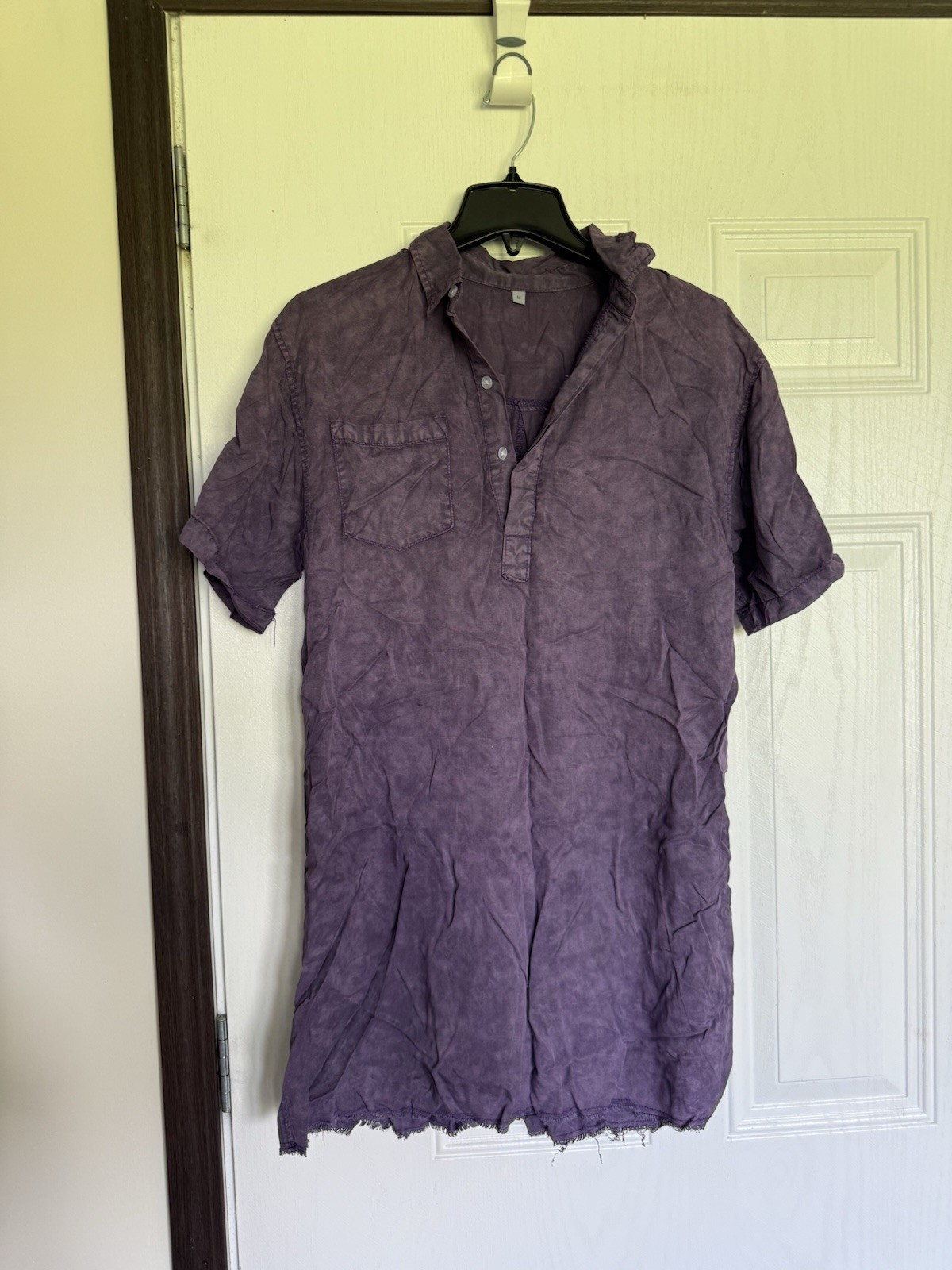 Purple acid stone wash oversized tunic shirt dress – M