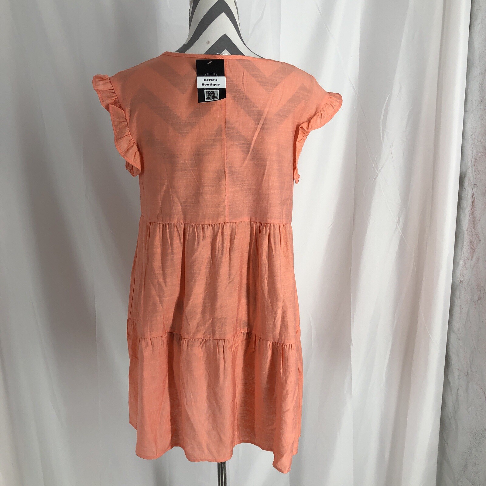 Doubleju Coral V Neck Flutter Sleeve Dress Size Medium