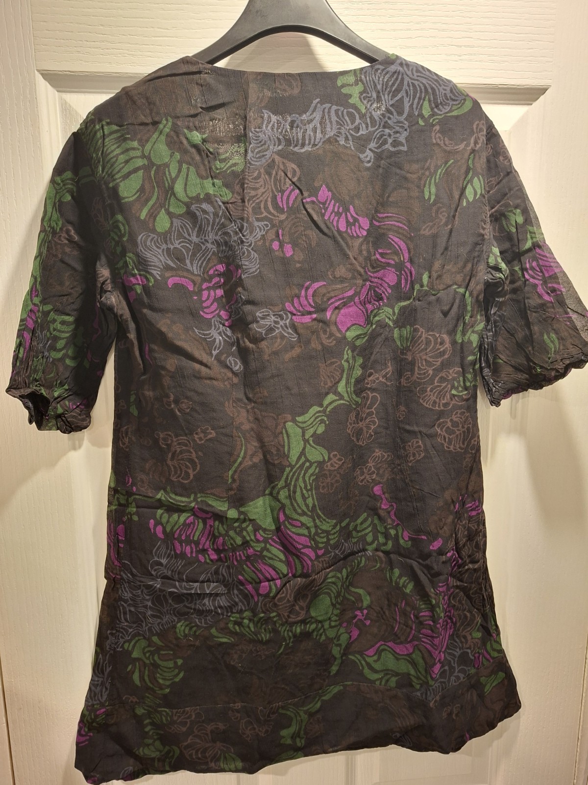 FRENCH CONNECTION Womens Modal Bubble Hem Floral Shift Mini Dress Shirt Blouse