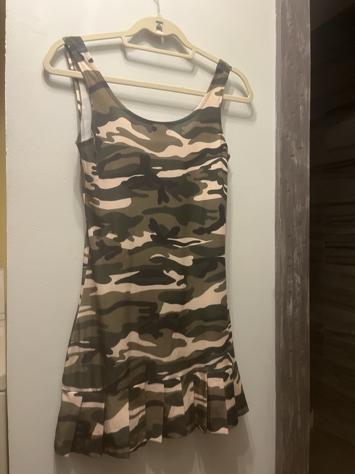 ultra-flattering Elegant Moments camouflage mini dress