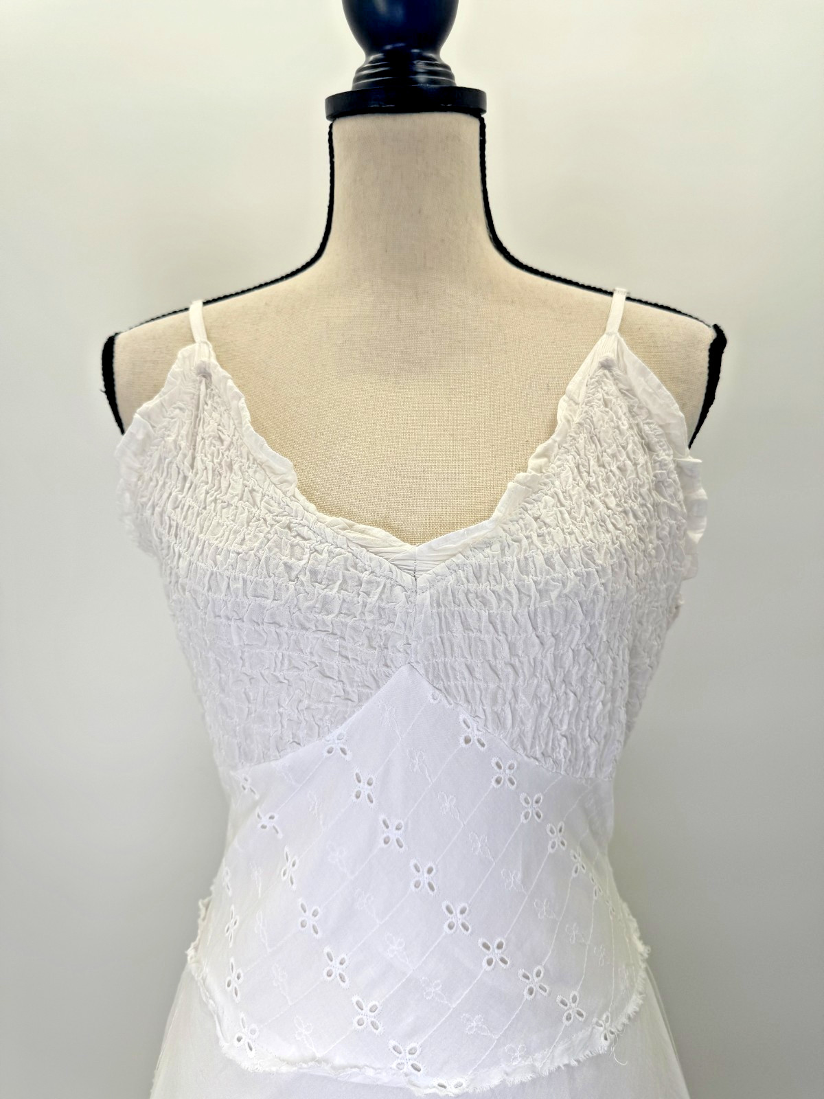 VTG Y2K Connected Apparel Cottagecore Midi Dress Medium Babydoll Tier Layer Mesh