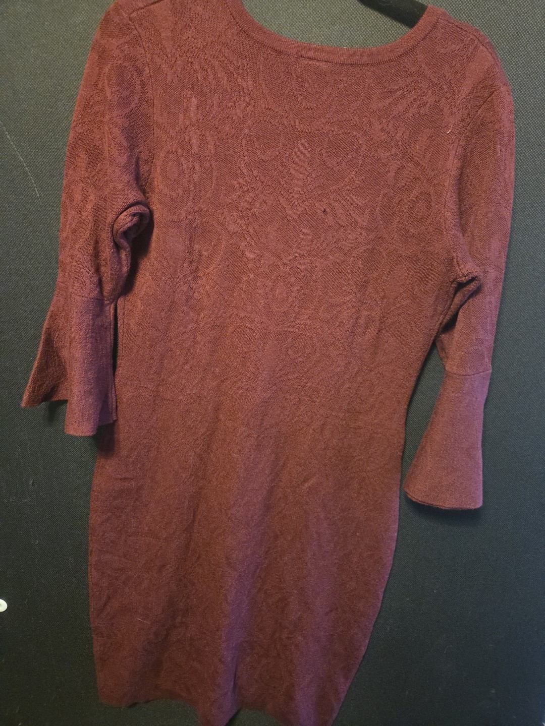 Taylor Factory Maroon Shift Dress Size Large Round Neck Split Sleeve