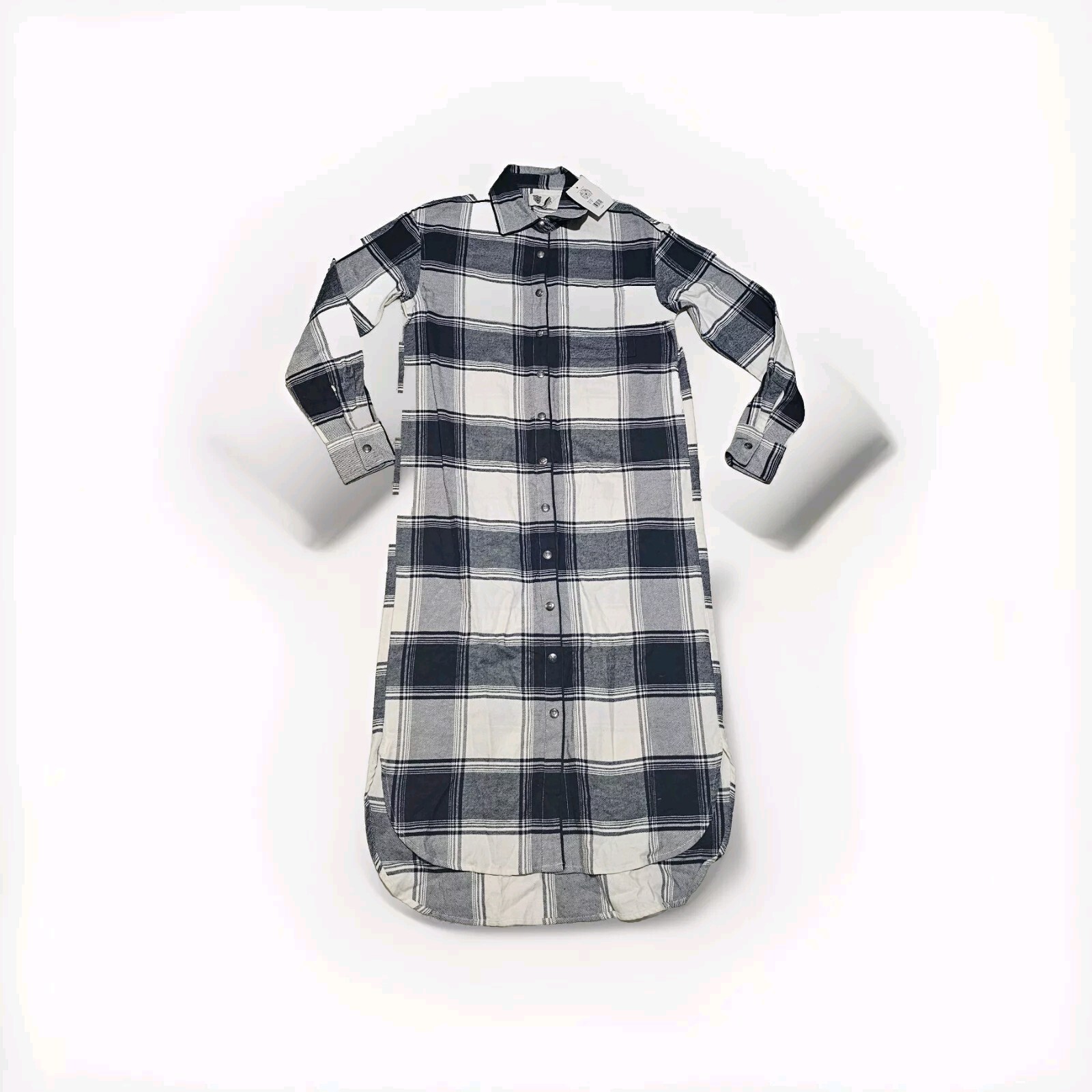 Lita by Ciara Revolve 100% Cotton Snap Button Down Plaid Black White $248 Sz XS