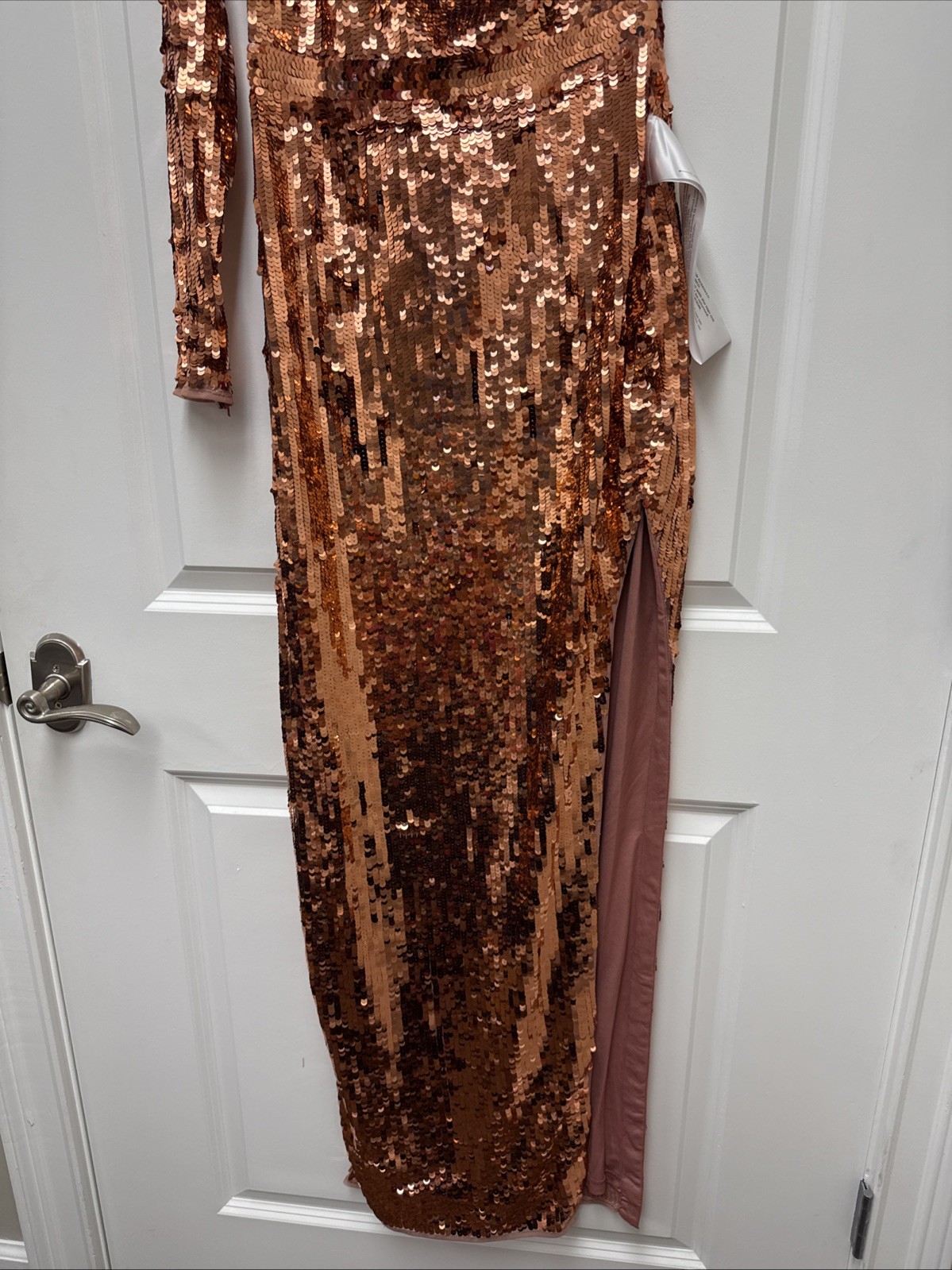 Mac Duggal Size 2 Copper 10788 Sequined Maxi Formal Evening Dress Prom Gown New