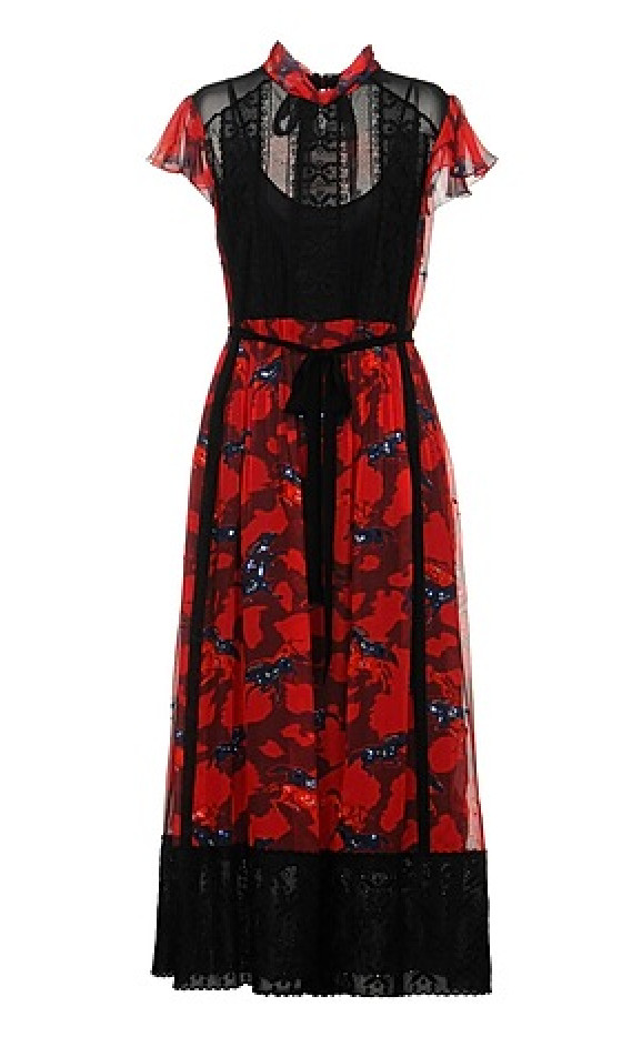 COACH Women’s Size Small Sequin Horse Red Silk Maxi Lace Dress