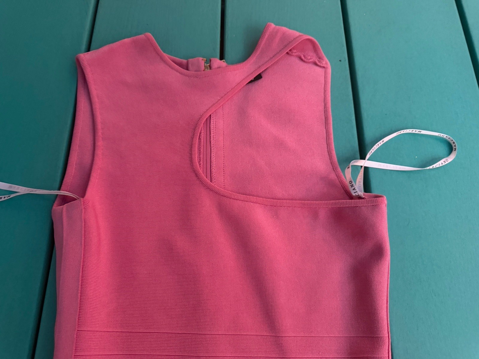Marciano Guess Pink Bodycon Knit Rayon Dress Sleeveless Round Neck Zip Size S