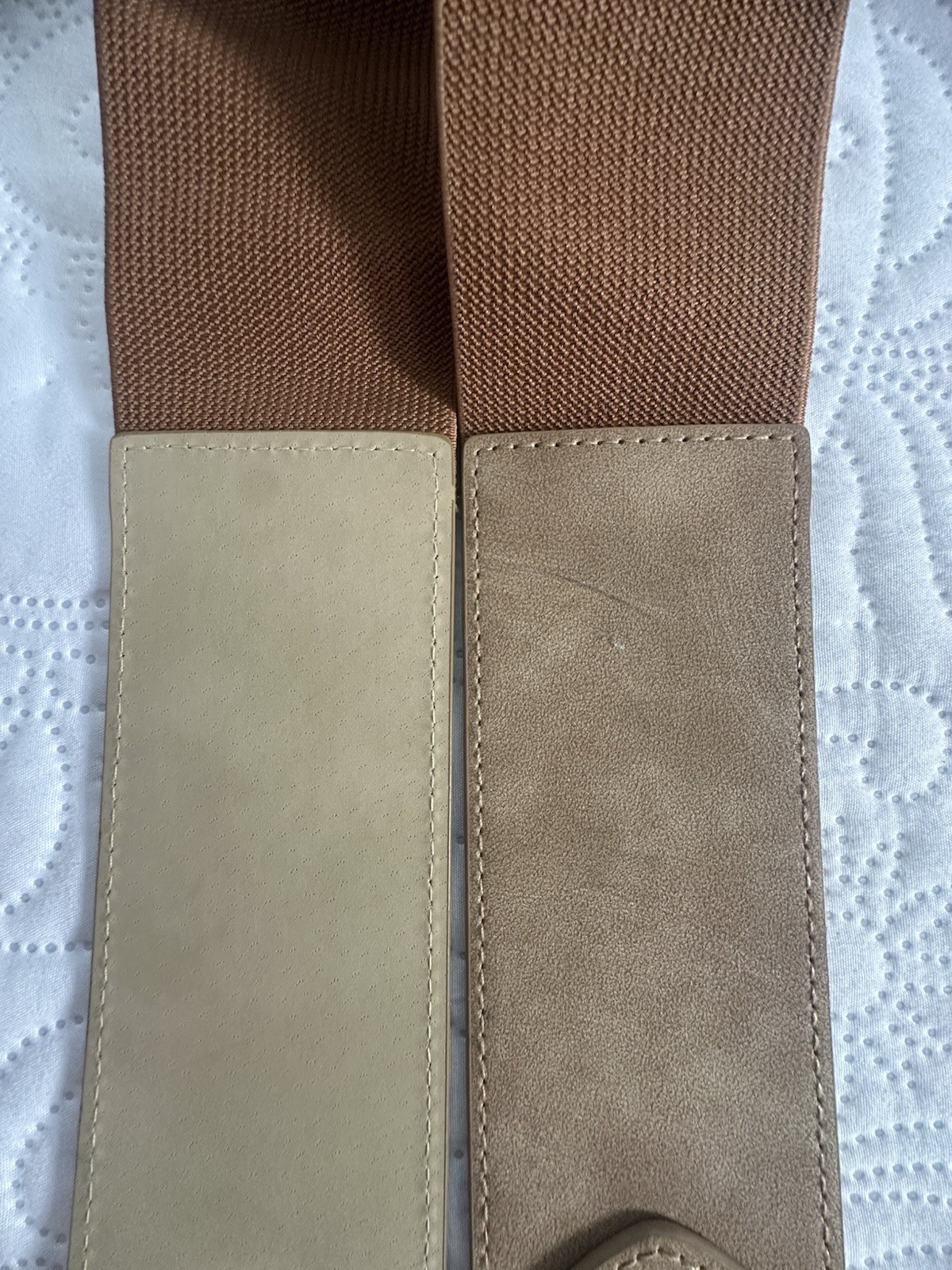 Vince Camuto wide elastic belt, brown, synthetic suede, size M/L M/G