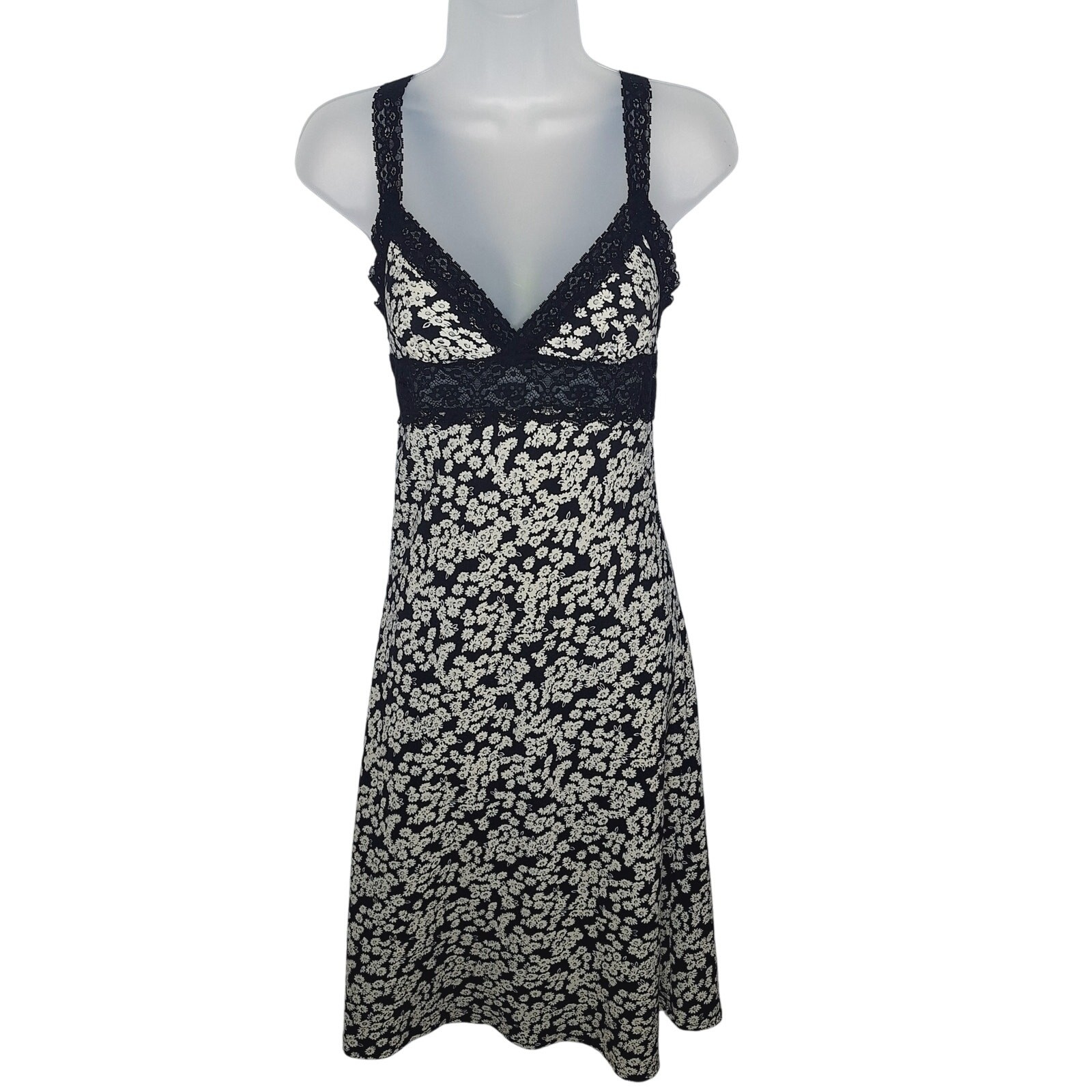 VTG 90s Slip Dress Jonathan Martin 7/8 Babydoll Ditsy Dark Floral Daisies Grunge