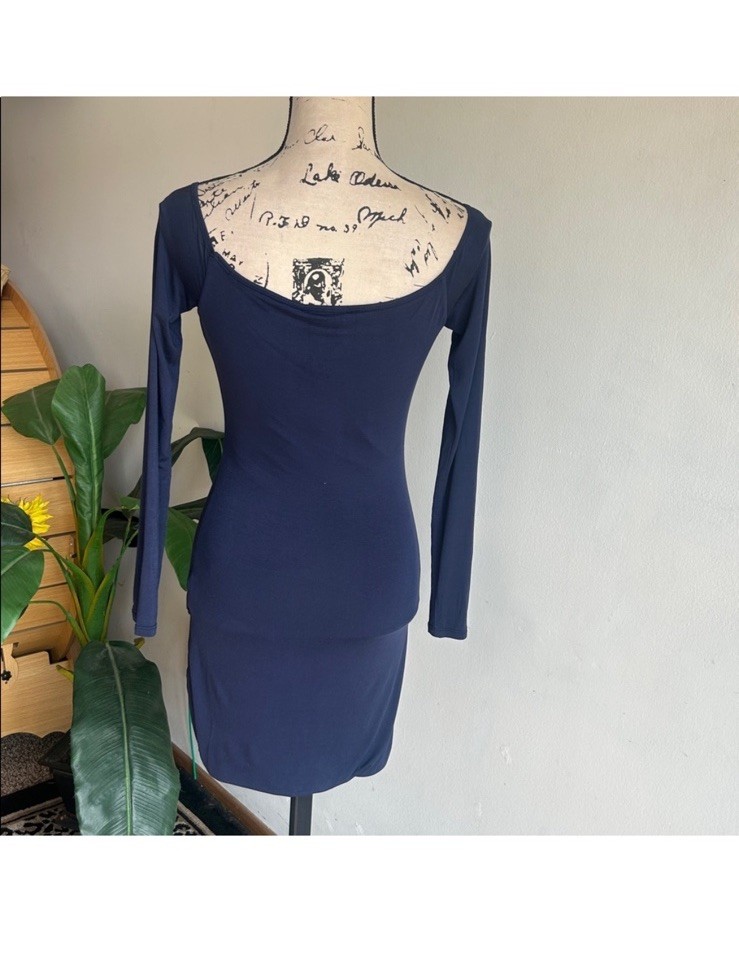 Lovers + Friends Off Shoulder Asymmetrical Hem Navy Dress by Size Small NWT