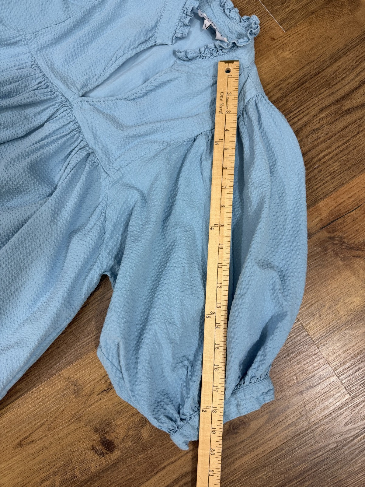 Never A Wallflower High Neck Midi Dress Seersucker Blue XL $354