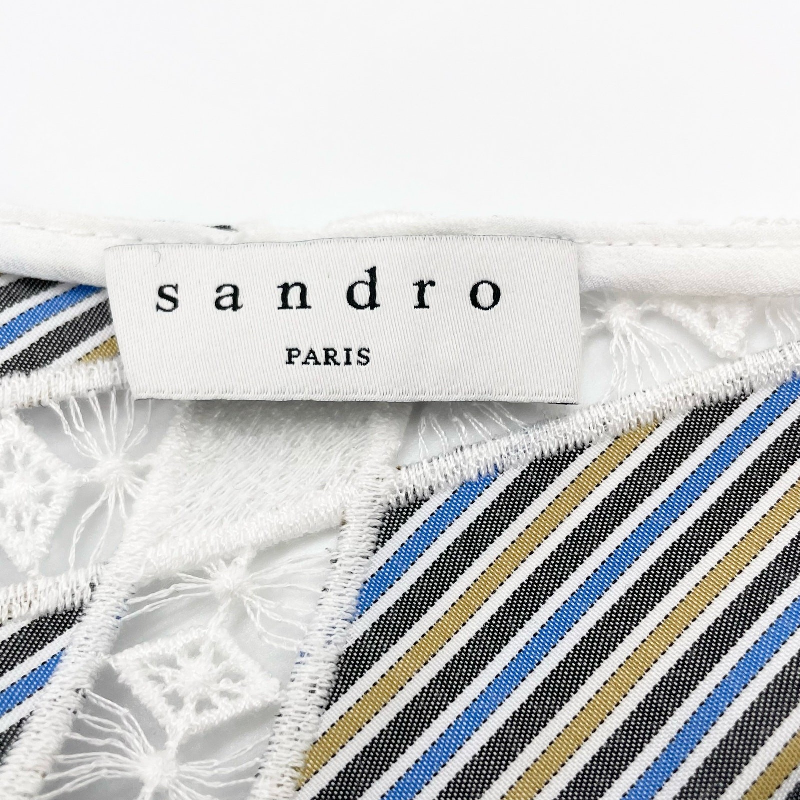 Sandro Paris Striped Ella Midi Dress Women Size 40 Ruffle Parisian Chic Romantic