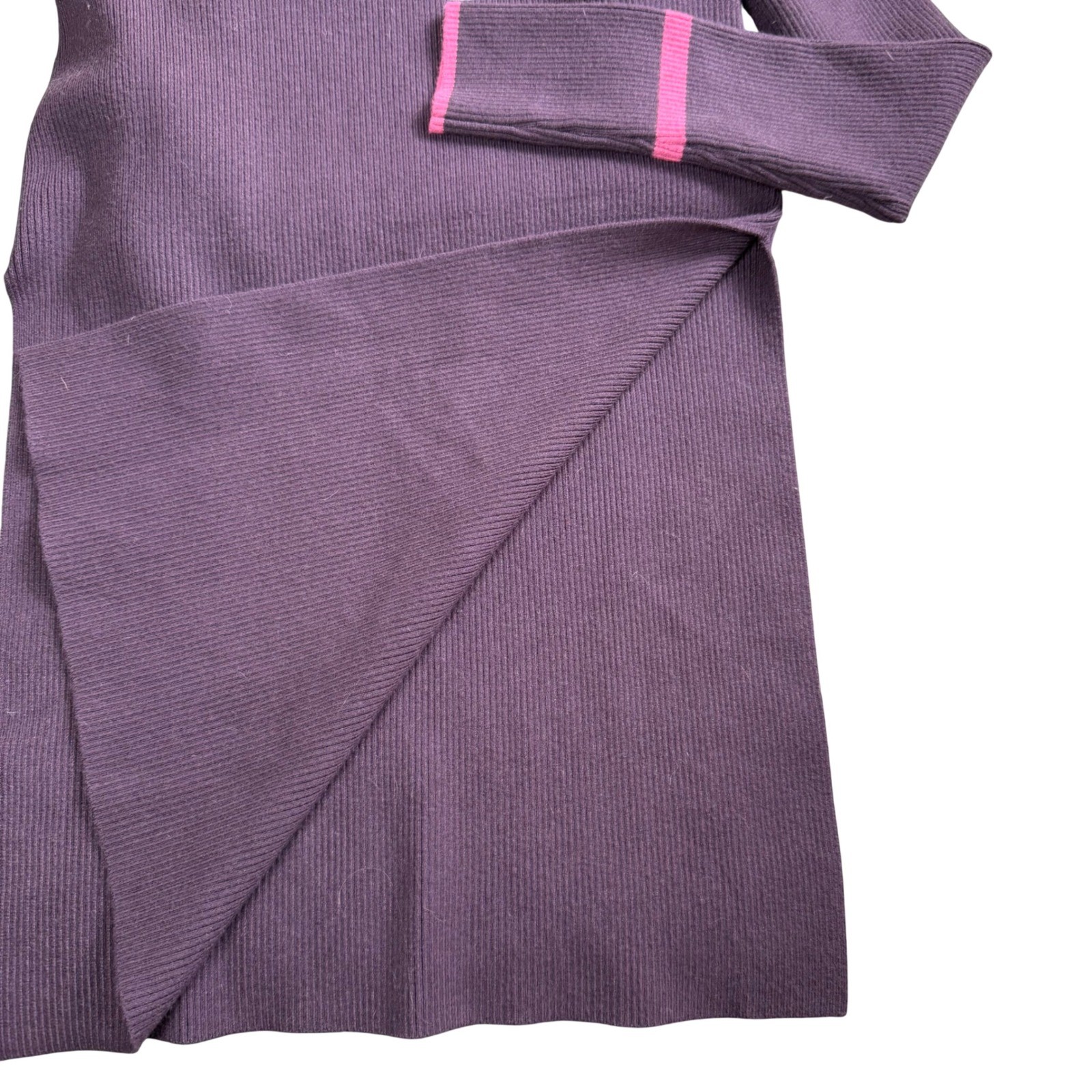 Marine Layer Ribbed Knit Polo Midi Dress Women’s Small Purple Bamboo Trim Slit