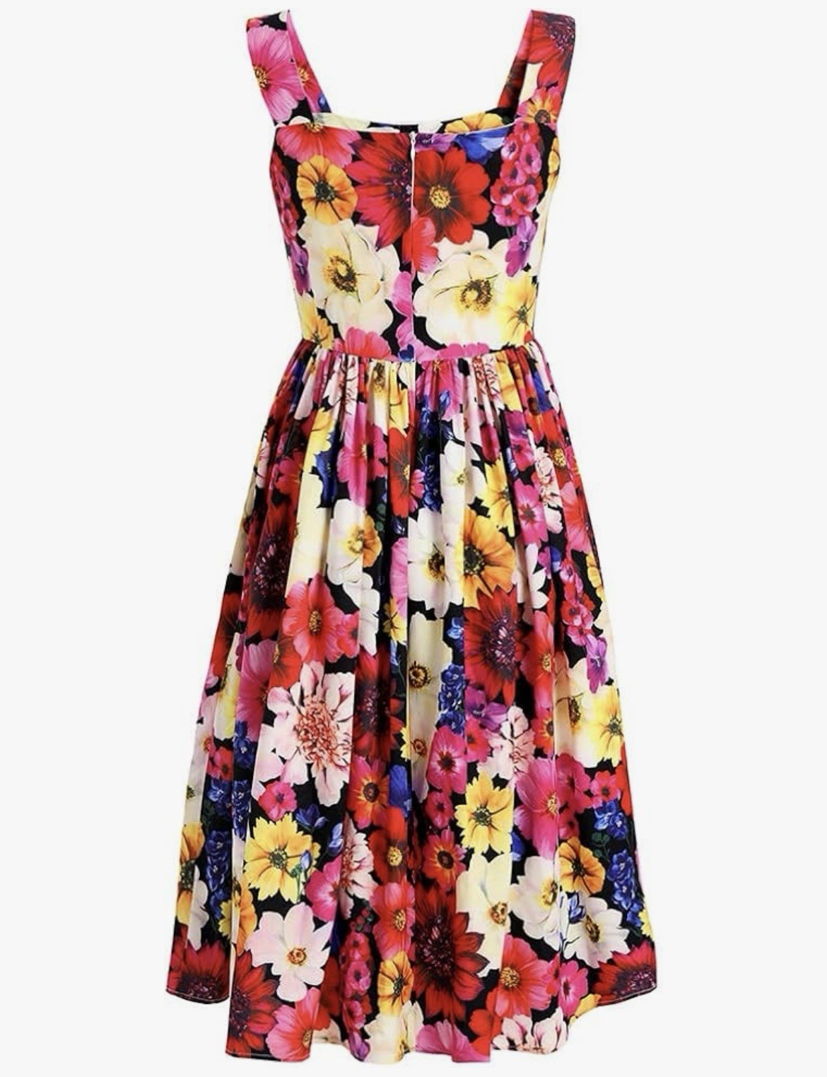 Floral-Print Overall Fit-&-Flare Midi Sundress designer inspired