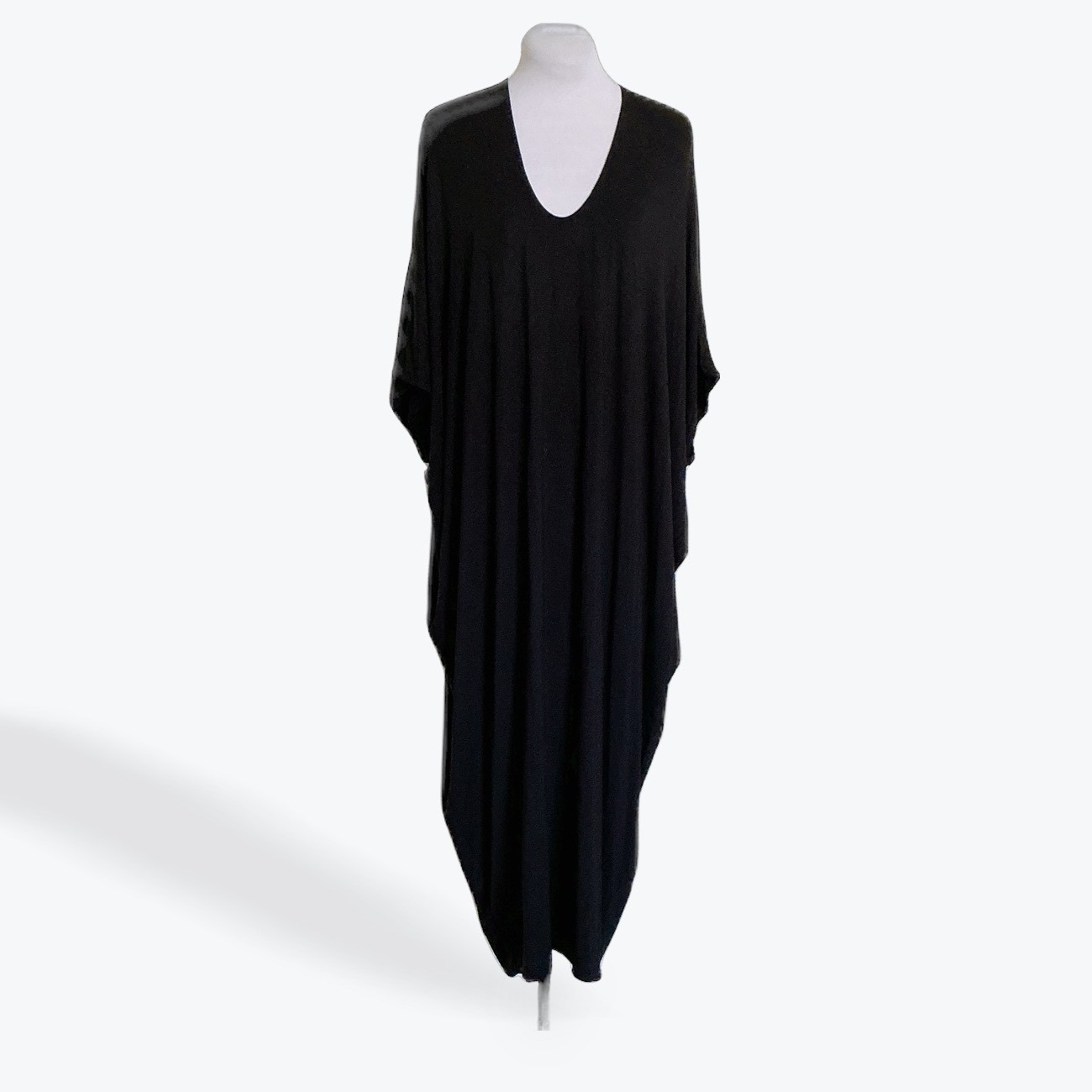 Barefoot Dreams Luxe Milk Jersey Day to Night Caftan Black One Size Lounge Dress