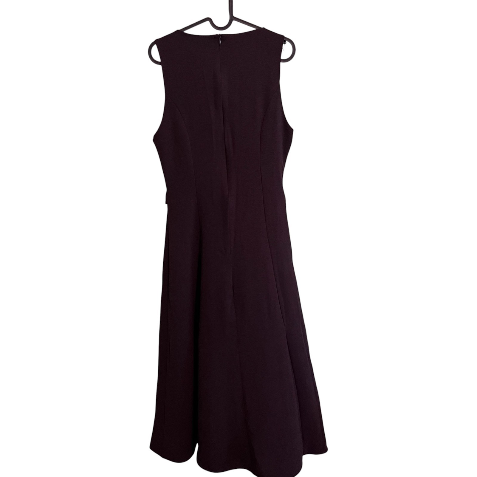 Zara Belted Midi Dress Brown Sleeveless Square Neck Gold Buckle XS S M L XL NWT