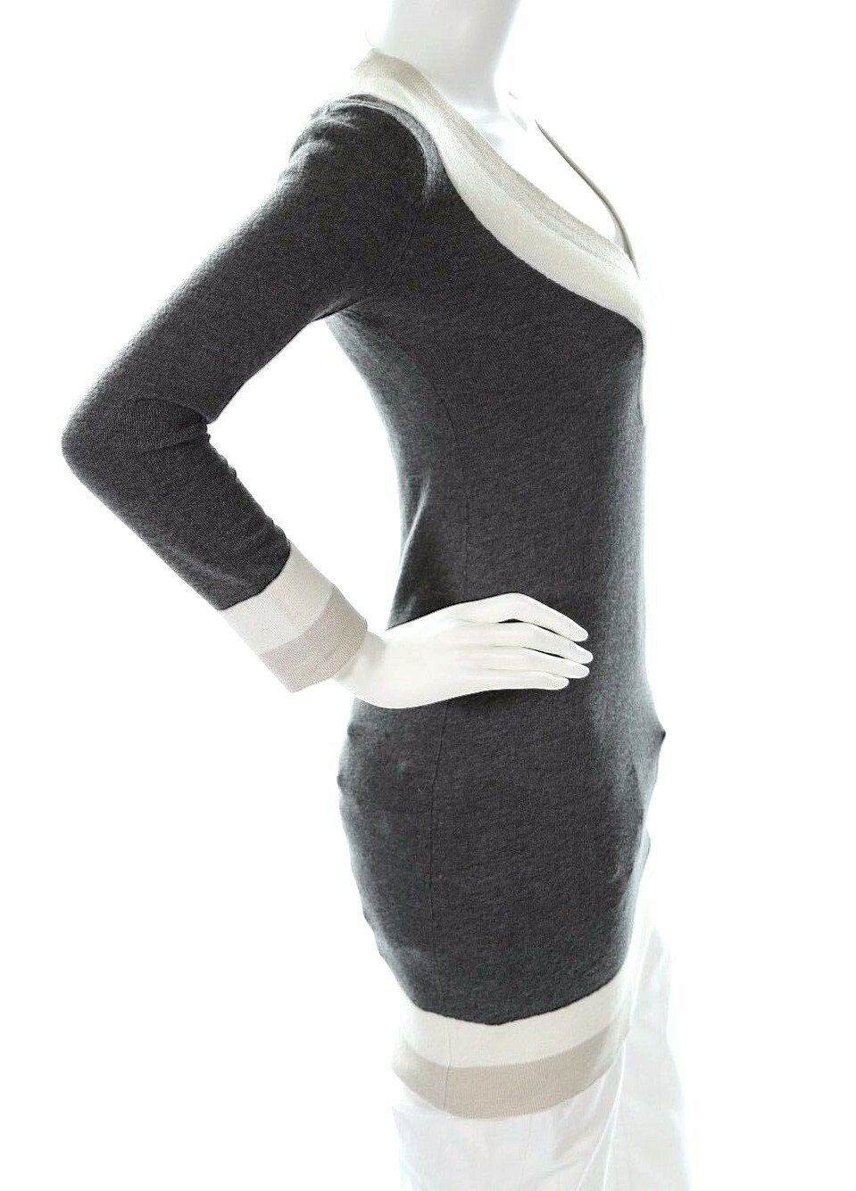 Felicity & Coco Cashmere Blend Sweater Dress Off White/Grey XSP $98