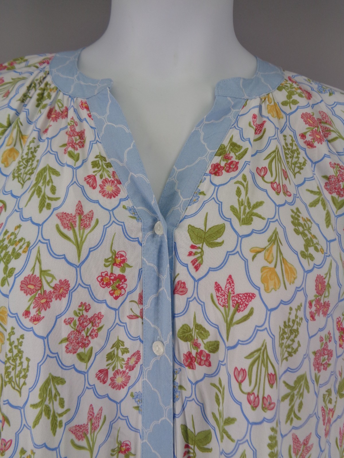 Cactus Pearl Floral Button Maxi Dress Size Medium Tie Sleeve Boho Cottagecore