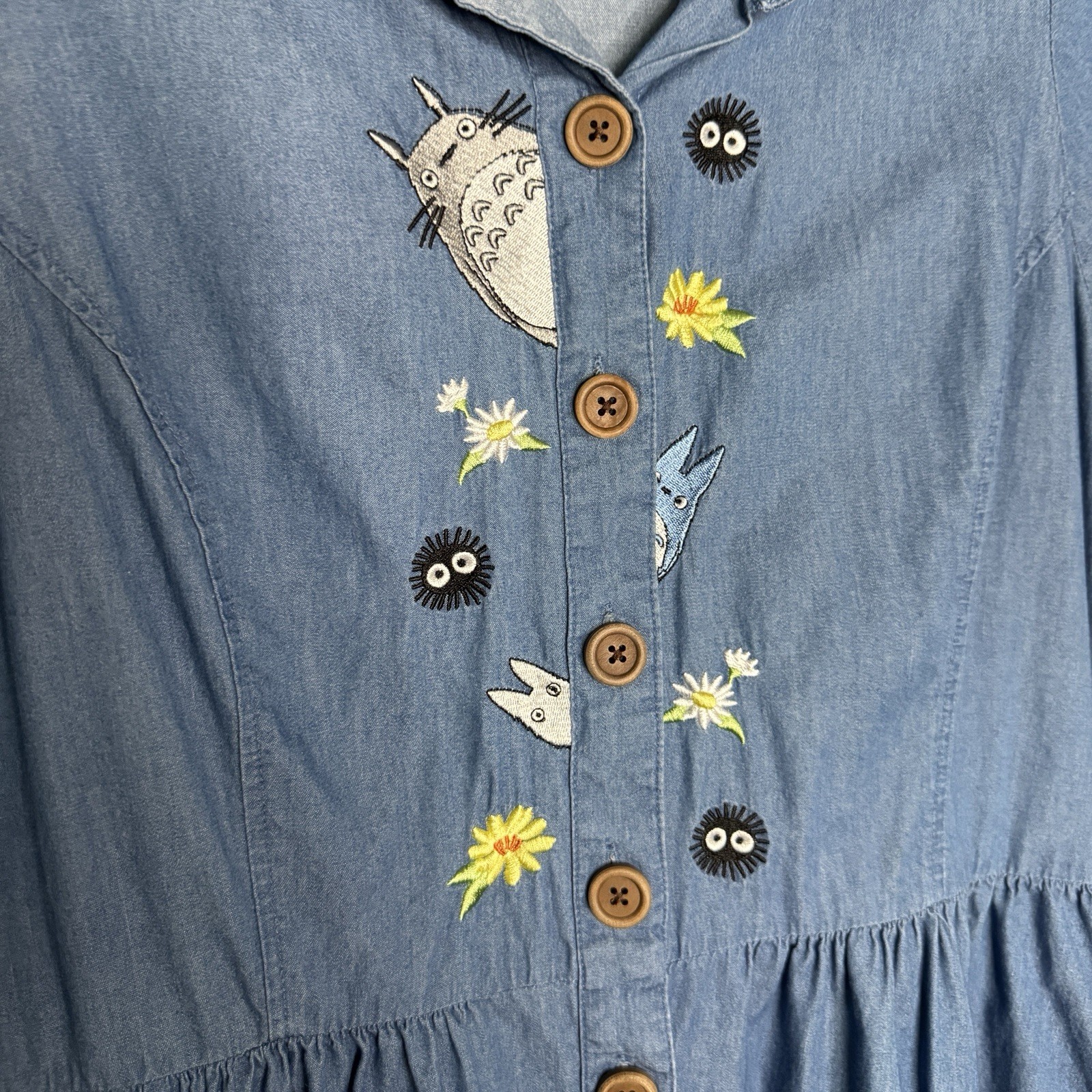 Her Universe Studio Ghibli My Neighbor Totoro Denim Dress Size Large Denim FLAW*