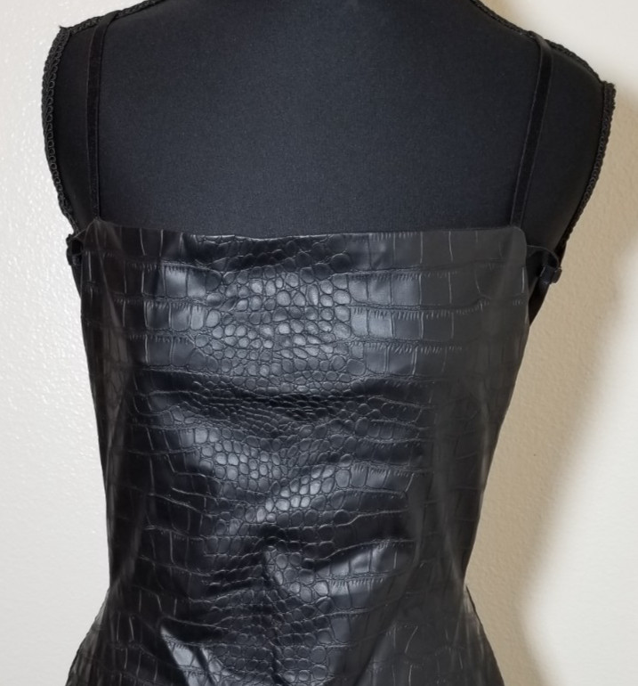 Fashion Nova Black Faux Leather Mini Backless Dress Womens Small Club Sexy City